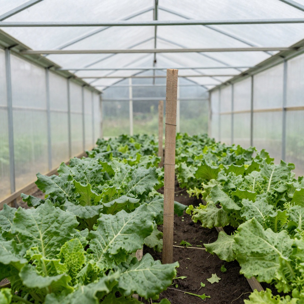 Well-ventilated shade house protecting leafy greens