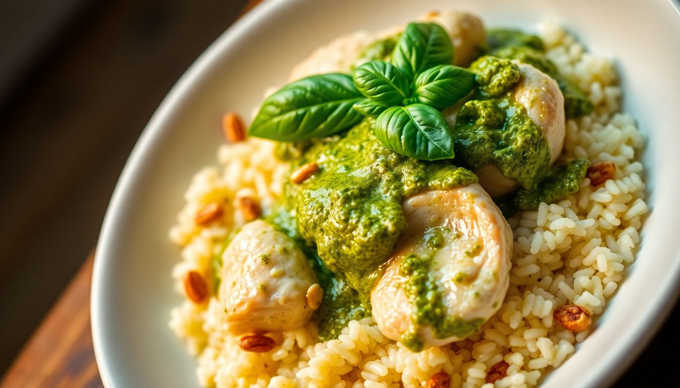 Creamy Pesto Chicken and Rice