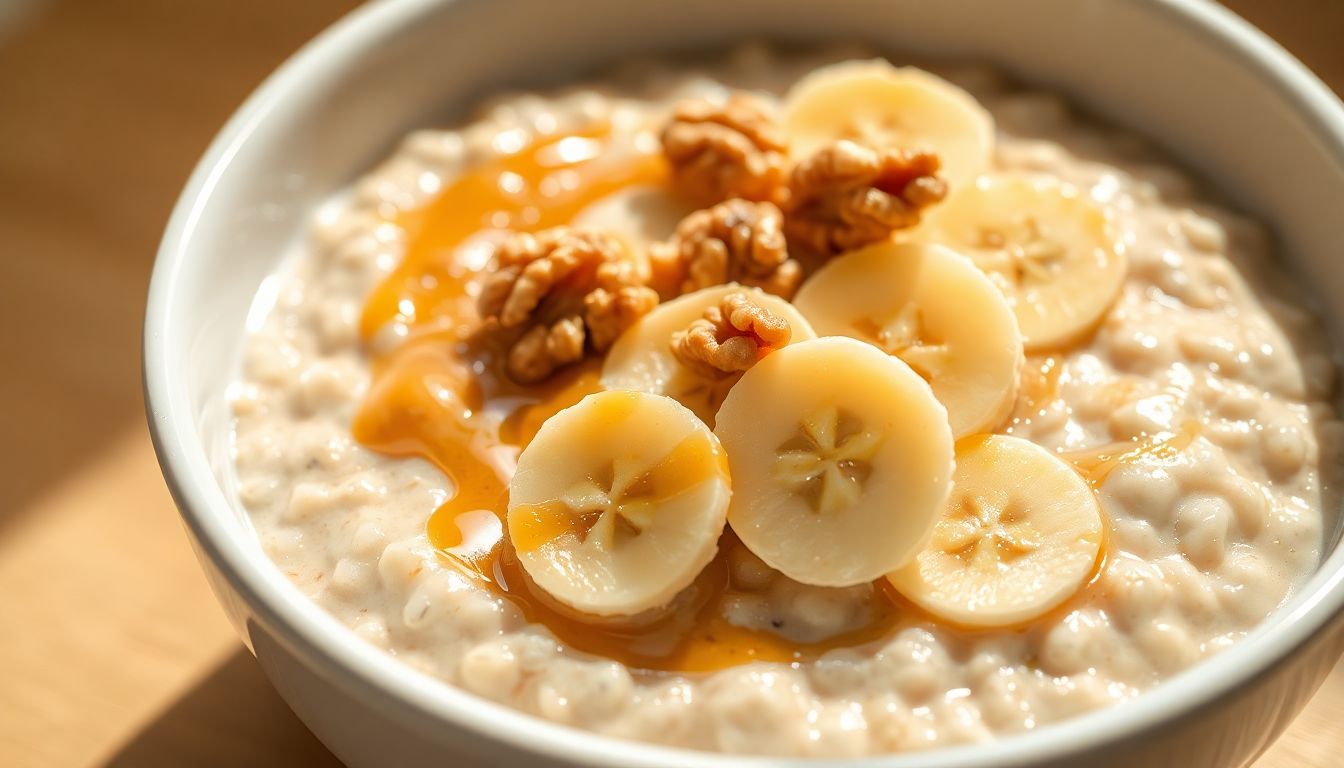 Oatmeal with Banana, Honey, and Walnuts