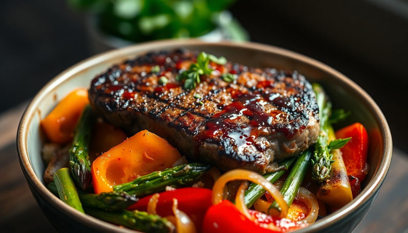 Juicy Steak and Roasted Veggie Bowls