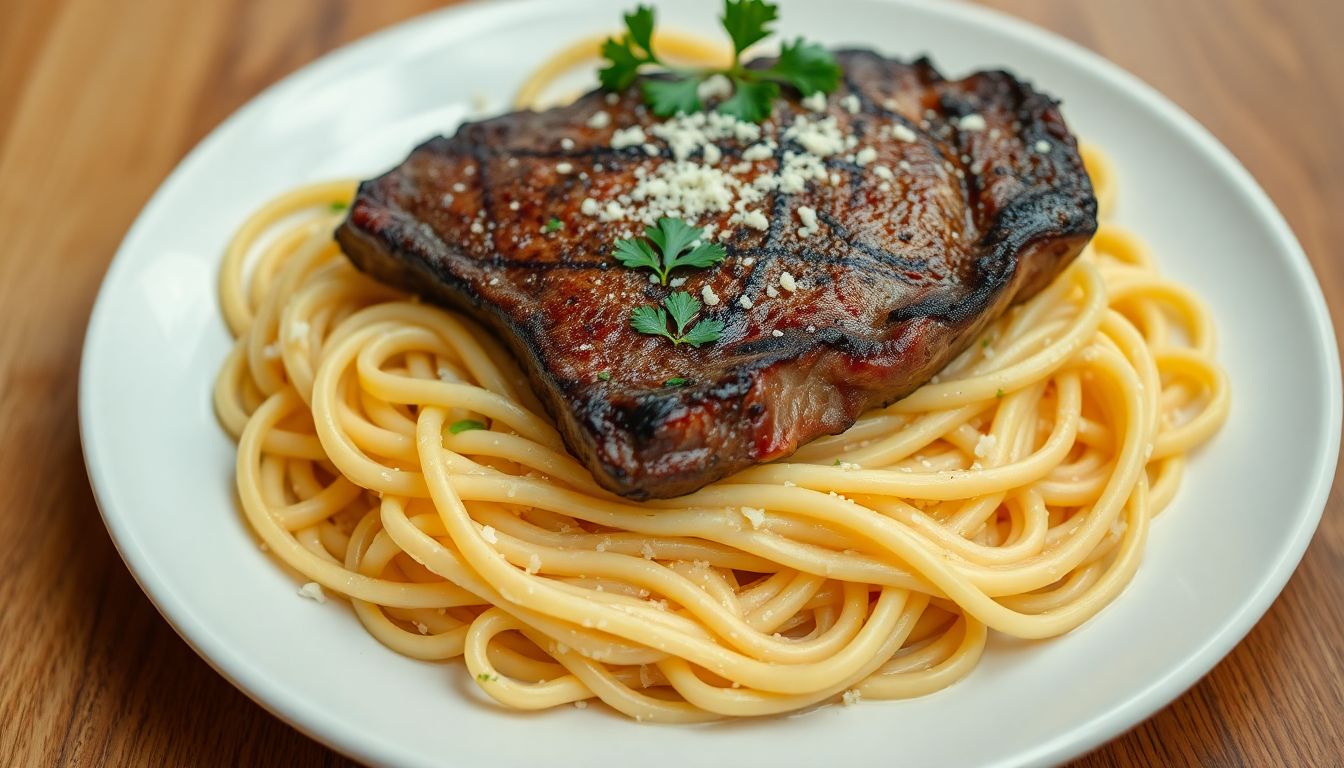 Garlic Parmesan Steak Fettuccine