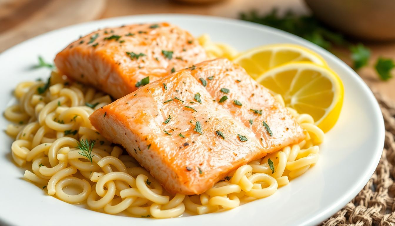 Lemon Herb Salmon Orzo
