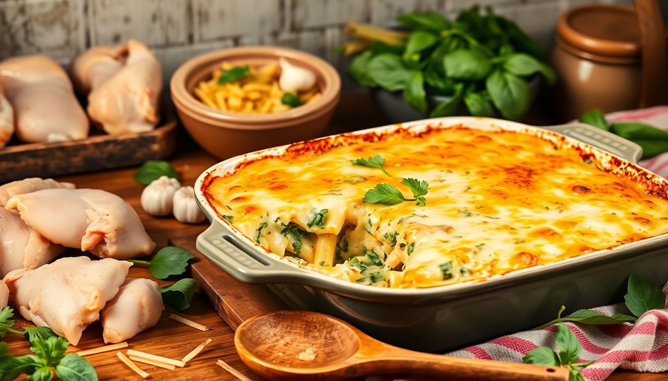 Chicken Spinach Pasta Bake