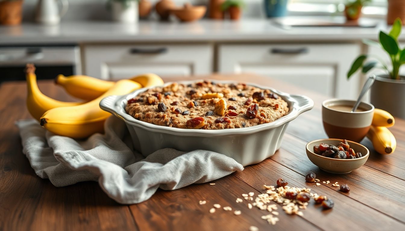 Delicious Banana Date Oatmeal Bake
