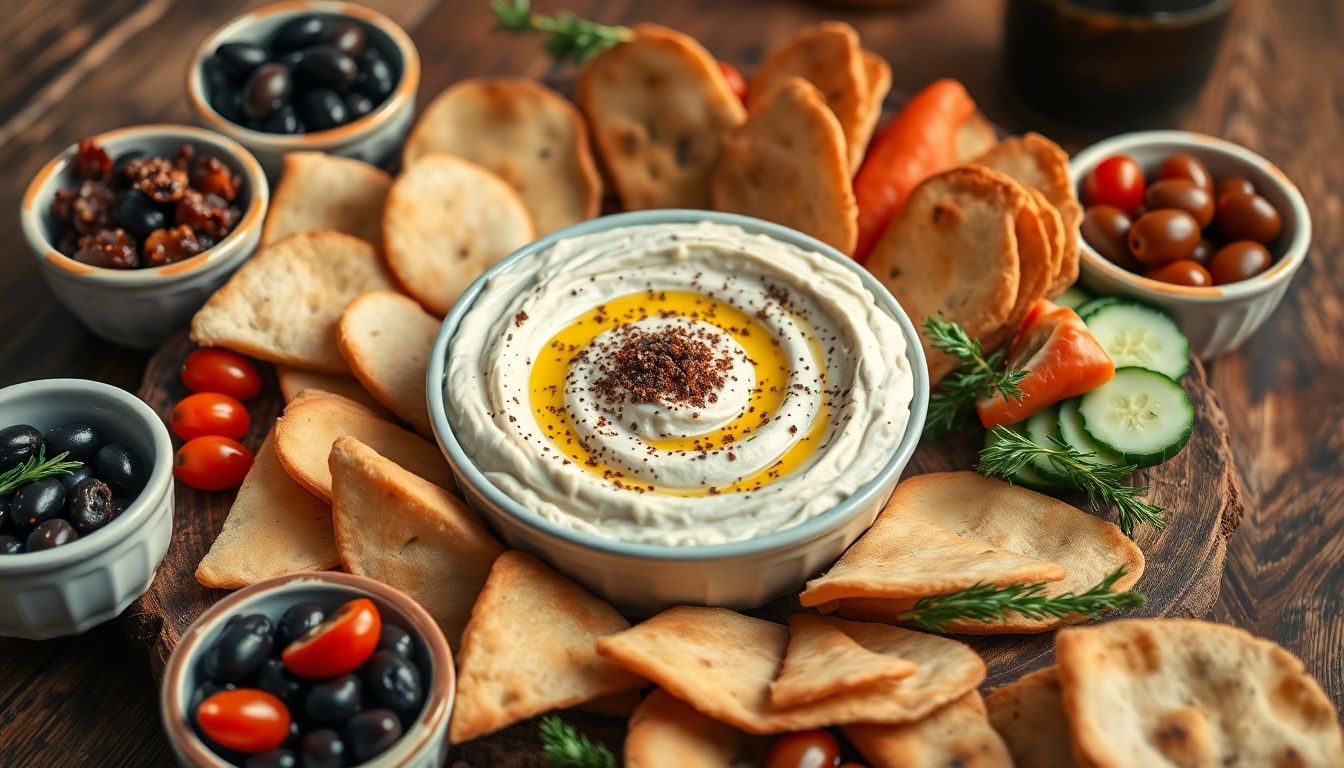 Delicious Za’atar Hummus with Olive Tapenade
