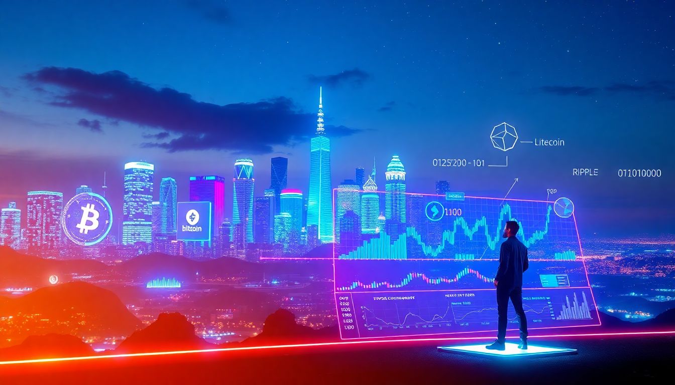 Imagem representando diferentes tipos de criptomoedas