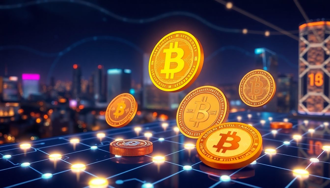 Imagem de blockchain e tokens