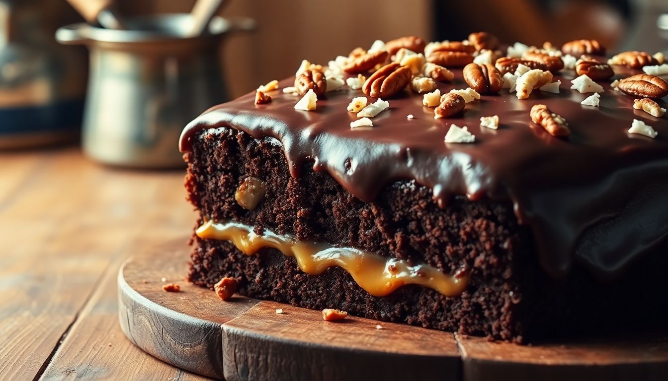 German Chocolate Poke Cake