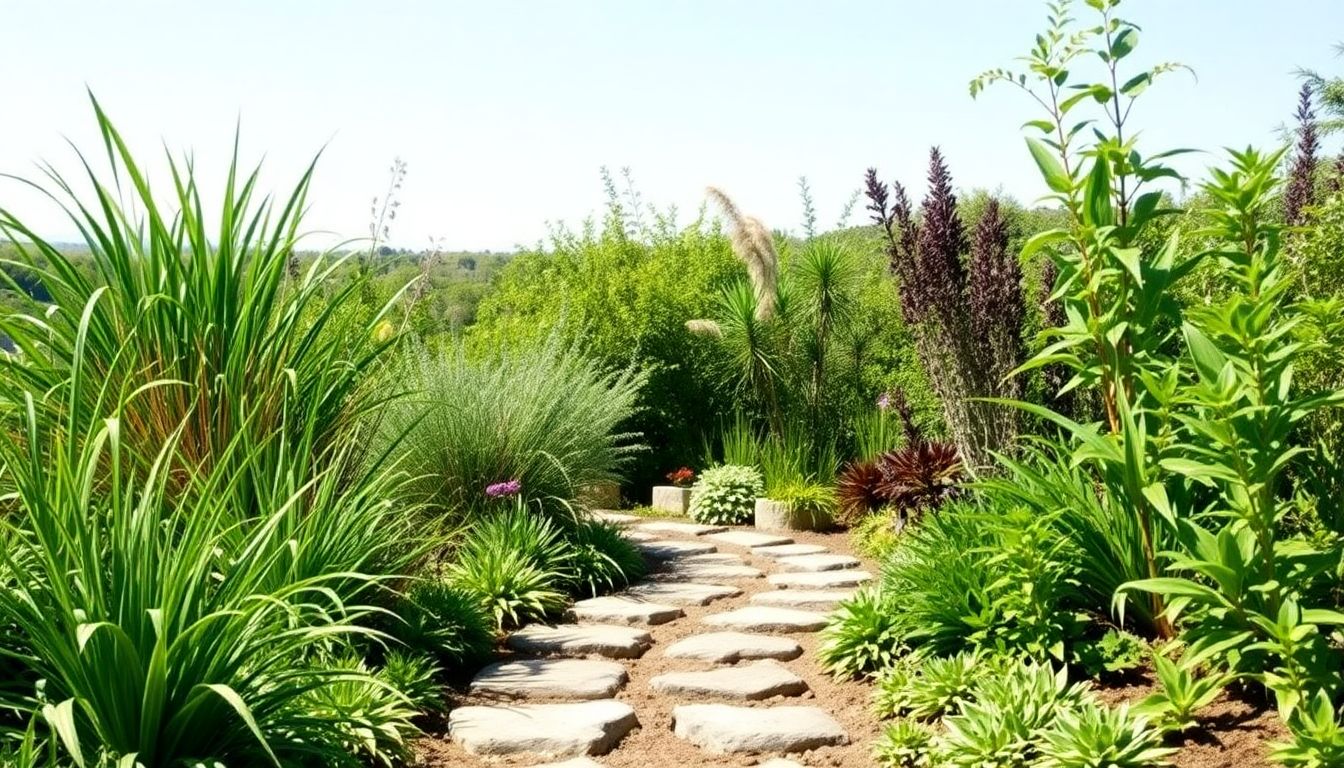 Imagem de um jardim com plantas variadas