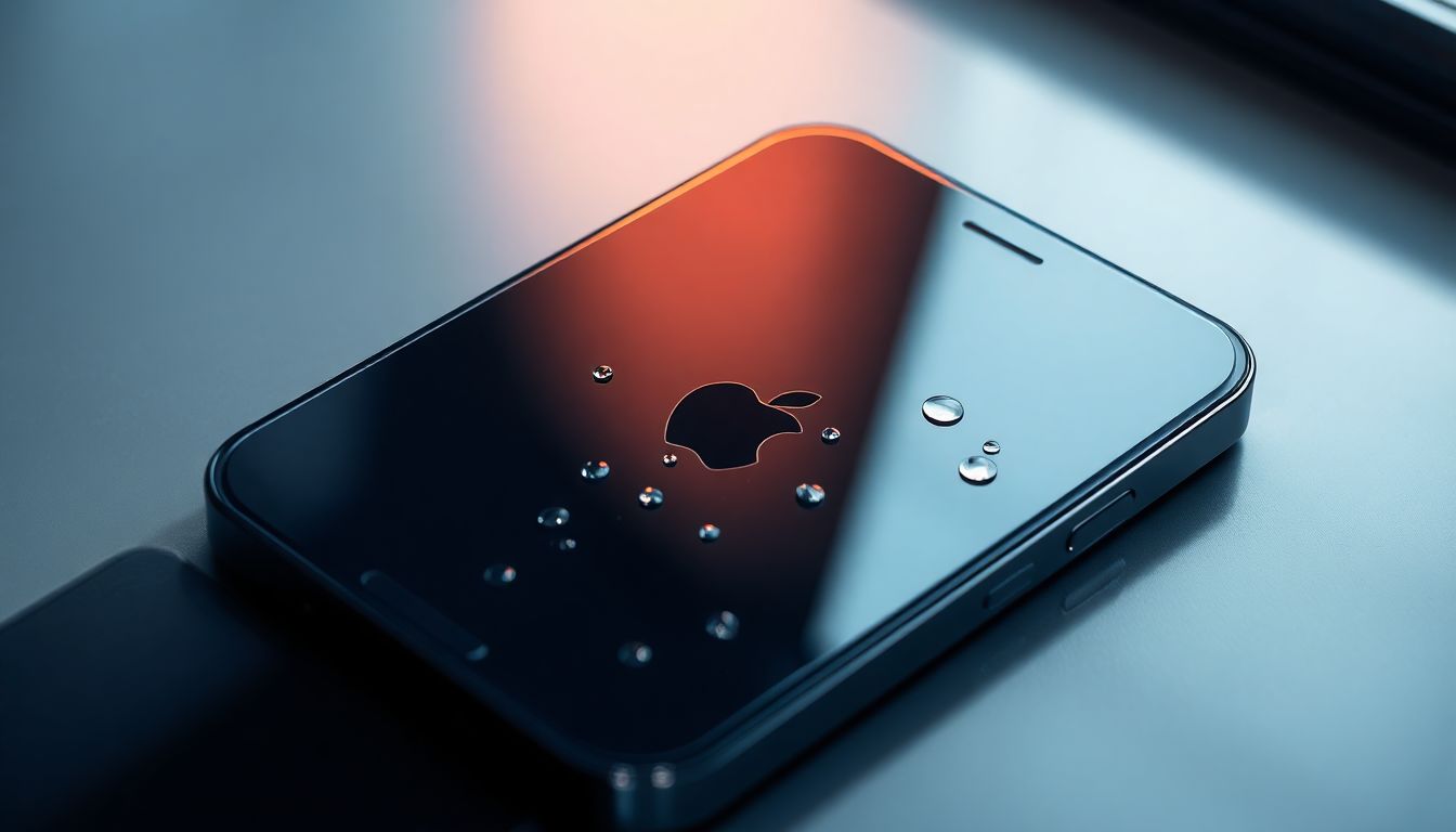 Close-up of an iPhone with Liquid Glass coating