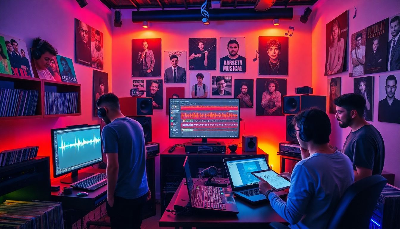 Musician collaborating with an independent playlist curator to promote new music on streaming platforms.