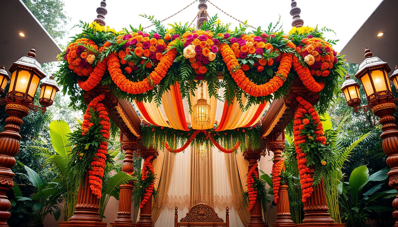 Elegance in Bloom: A stunning wedding setup by Gaur Wedding Decor.
