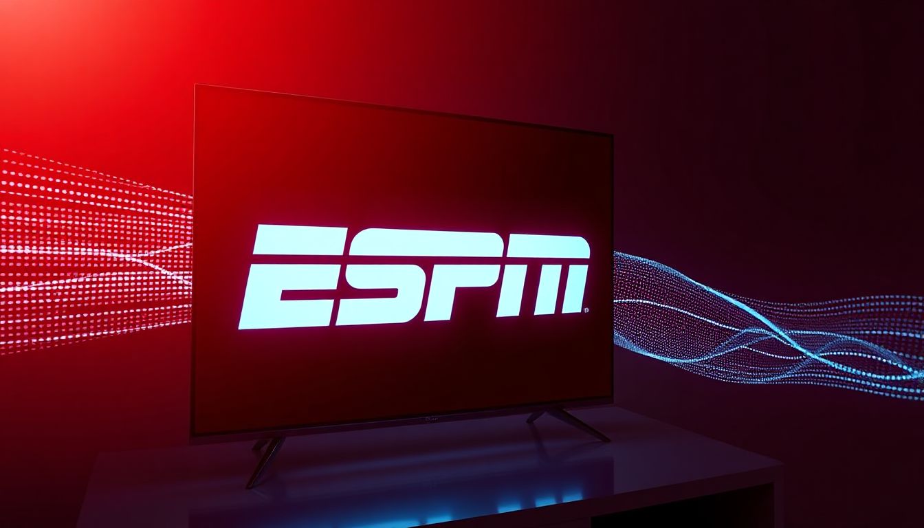 A person in a living room, smiling, holding a remote control. Their TV shows a vibrant live sports game, highlighting the ease of home viewing.