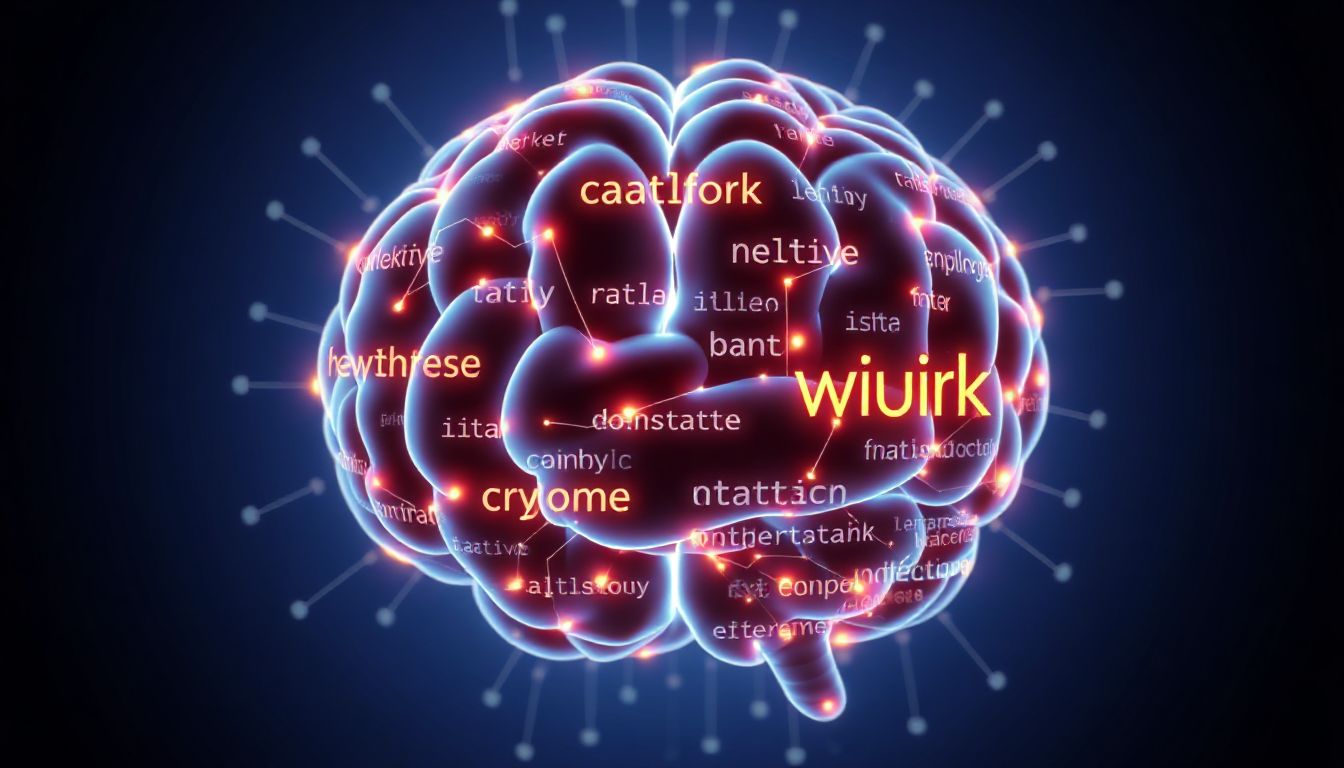 An AI system displaying keywords and suggesting content rewrites, symbolizing advanced content optimization.