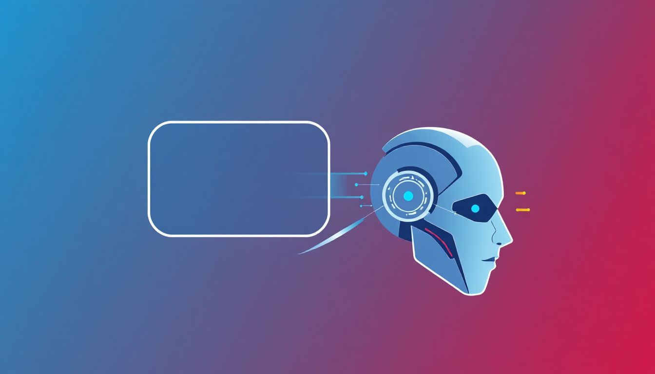 A dynamic illustration showing a robot hand typing on a laptop keyboard, with glowing lines connecting the keyboard to various ad-related icons like a megaphone, a lightbulb, and a chart. This symbolizes the efficiency and creativity of AI in generating compelling ad copy for Google Ads.