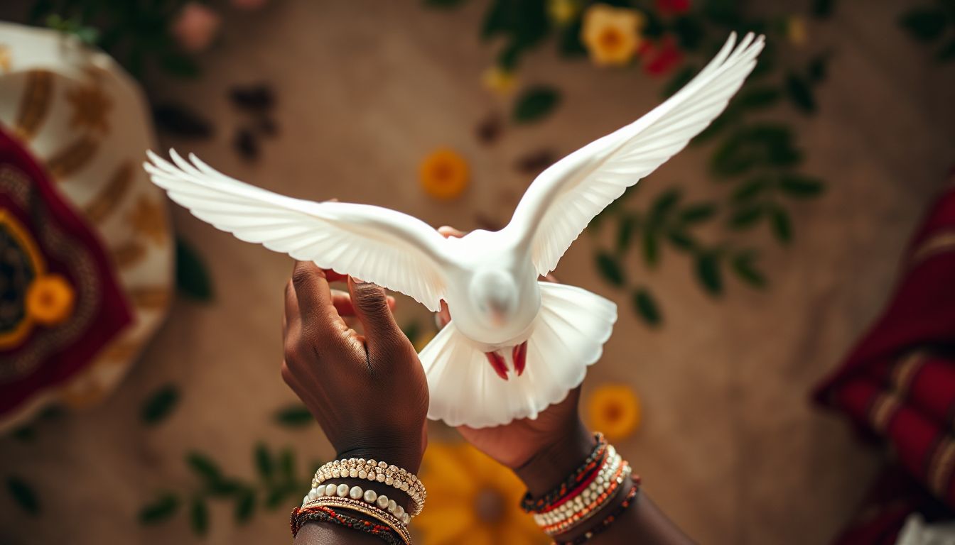 Manos preparan ofrendas de frutas y hierbas, elementos esenciales en un ritual de Candomblé, simbolizando limpieza y devoción espiritual.