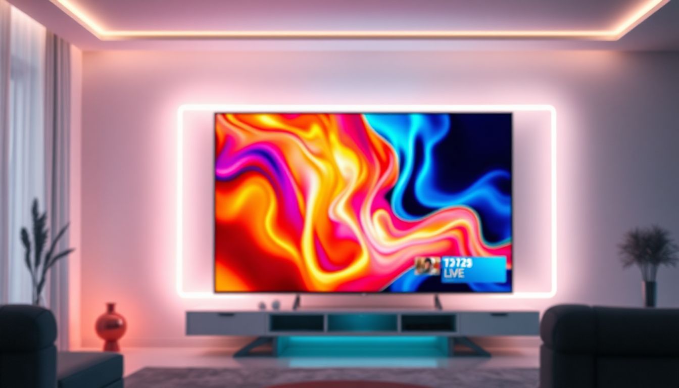 A family smiling, comfortably watching a high-definition movie on a large TV screen, with the BSNL logo faintly visible in the corner, symbolizing a future of vibrant home entertainment.