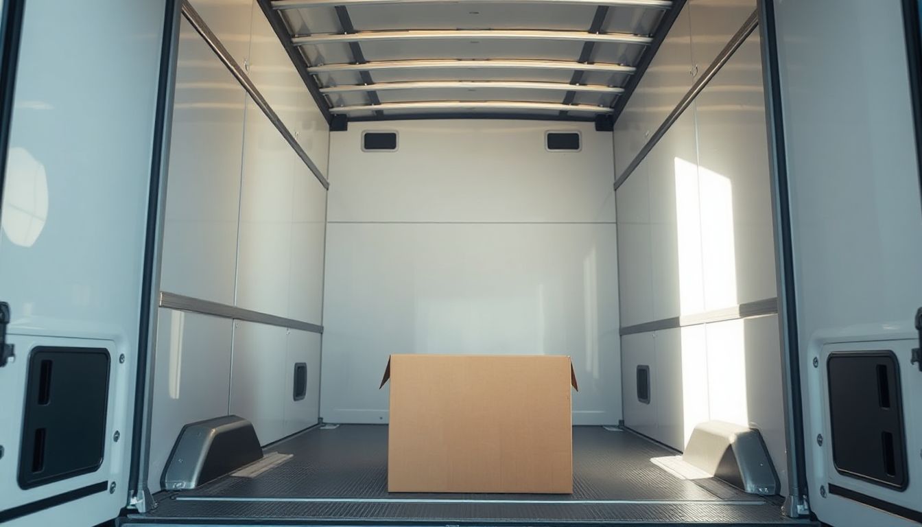 A professional moving truck with the MoveHome Nationwide logo is parked in front of a modern city building, suggesting efficient urban relocation services.