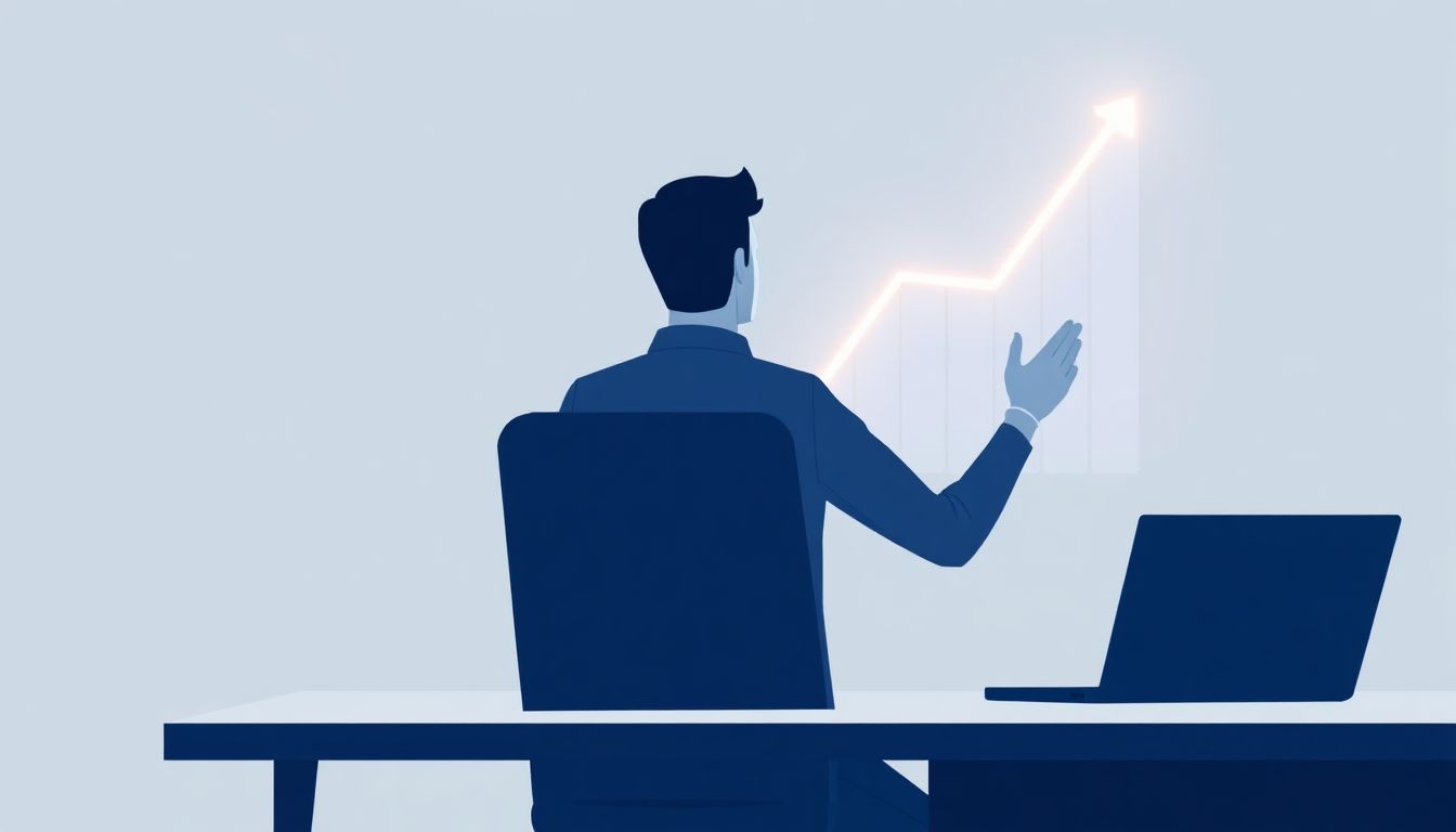 شخص يكتب على جهاز كمبيوتر محمول مع رسوم بيانية توضح تحسين محركات البحث