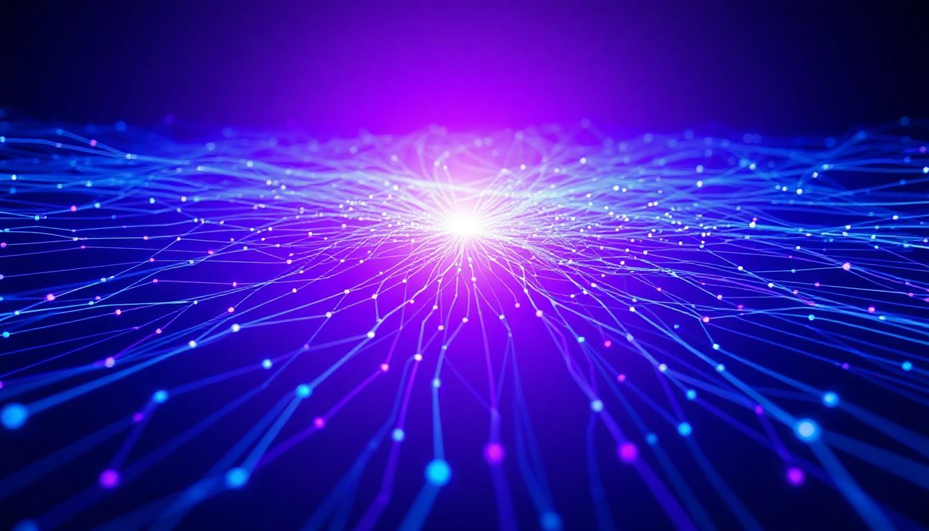 An AI agent at work, rapidly sorting and processing data, symbolizing efficient automation and quick development times.