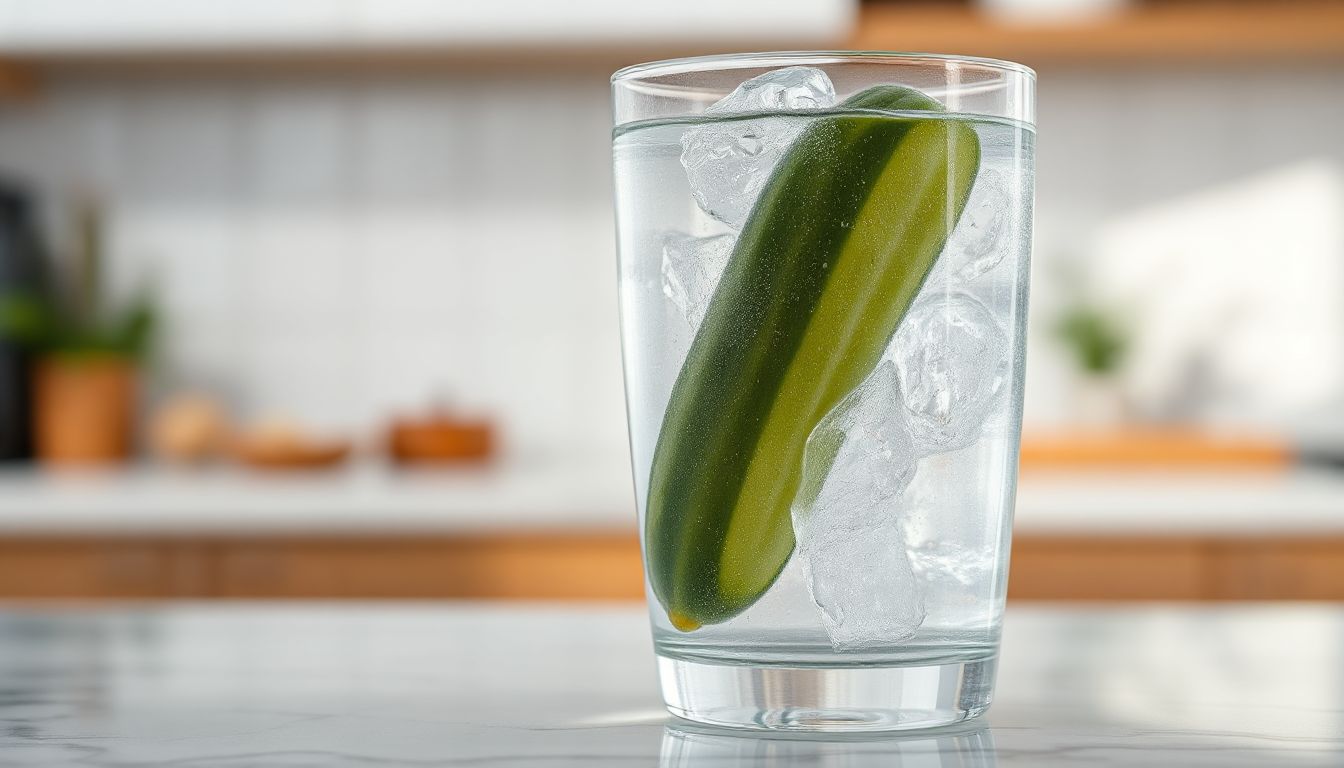 Fresh cucumber slices soaking in water, ready to infuse overnight for a morning health boost.