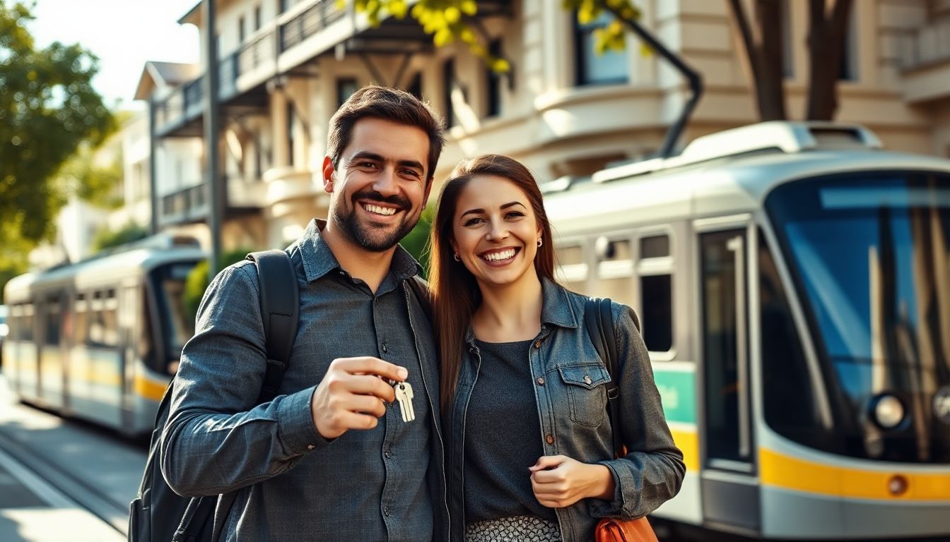 A key and house-shaped keyring sitting on a map of Melbourne, symbolizing the journey to first home ownership.