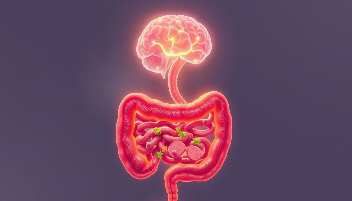 The intricate network of the gut-brain axis, showing how signals flow between the digestive system and the brain, influencing overall well-being.