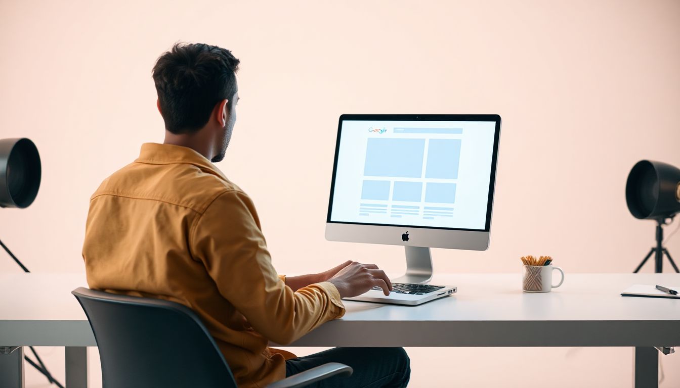 (A laptop screen showing a Blogger dashboard with various Google AdSense ads visible, illustrating the concept of blog monetization.)
