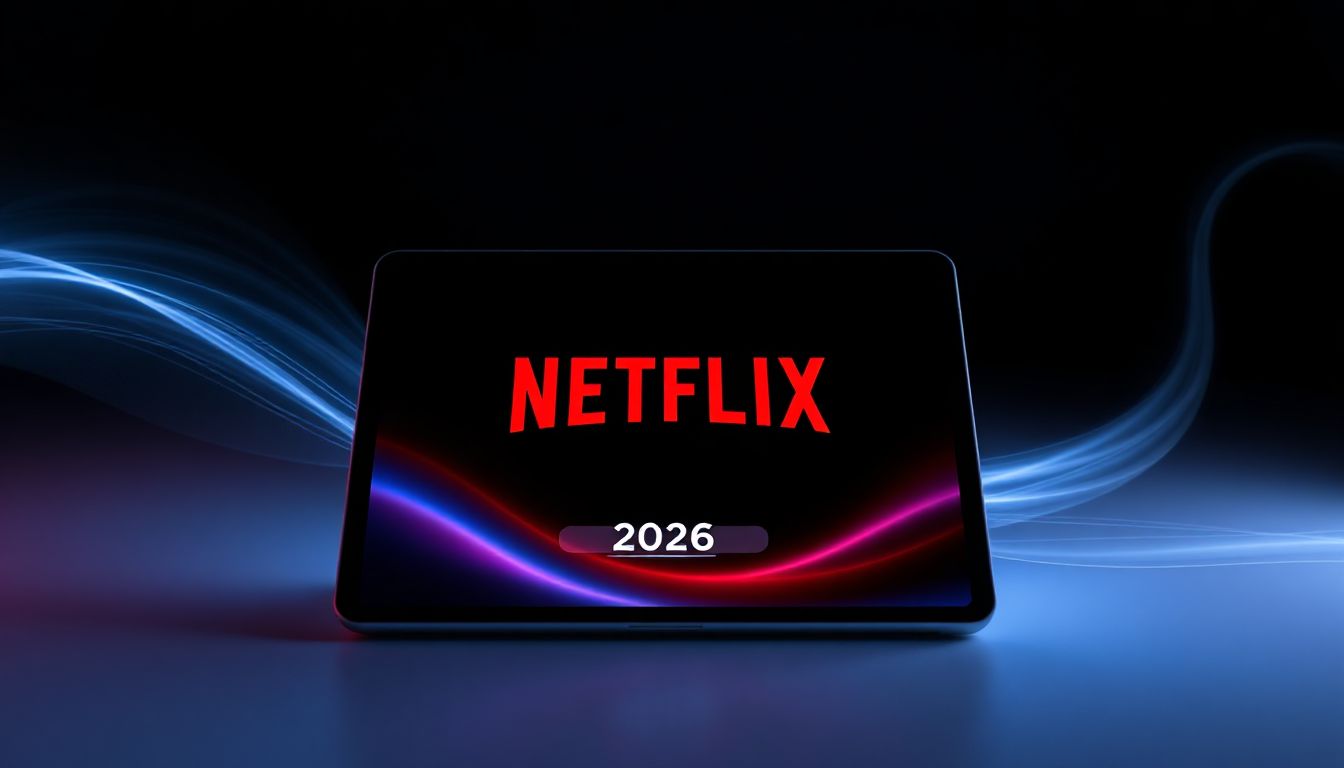 A diverse group of people comfortably enjoying streaming content on a smart TV in a modern living room, with subtle digital overlays suggesting various streaming services and network connections.
