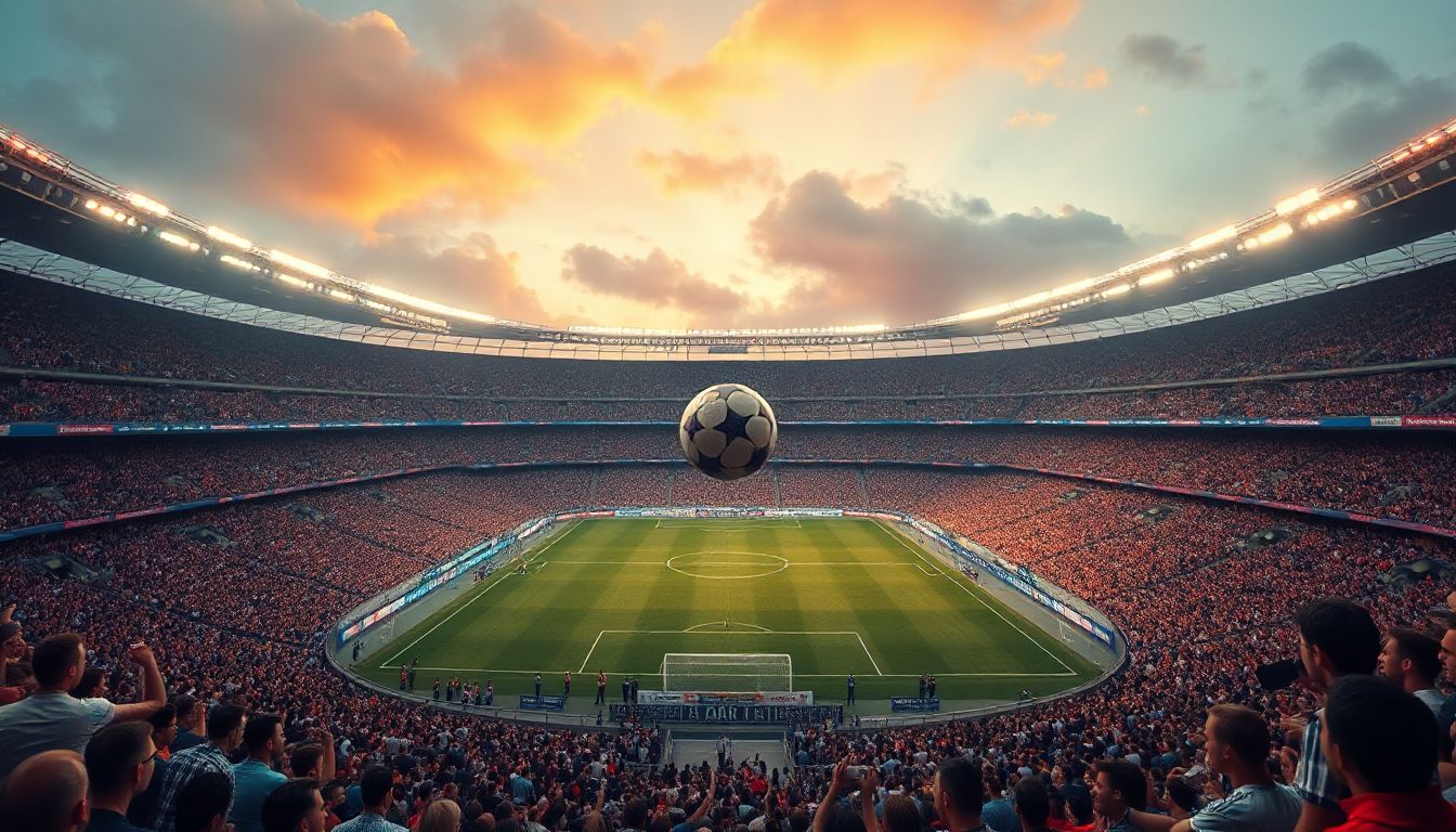 Passionate fans fill the stadium, ready for a thrilling football match.