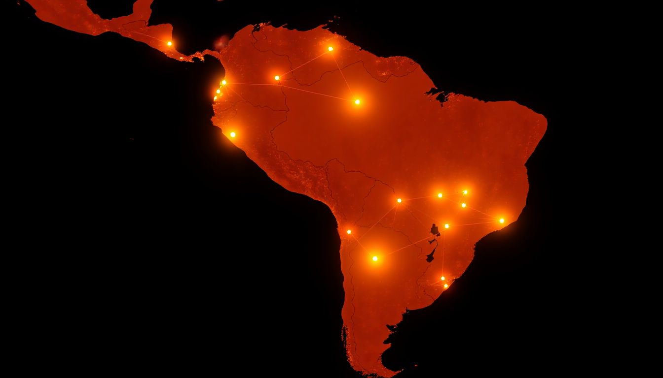 Un mosaico de actividad económica: El pulso de América del Sur, revelando la diversidad y riqueza de la región.