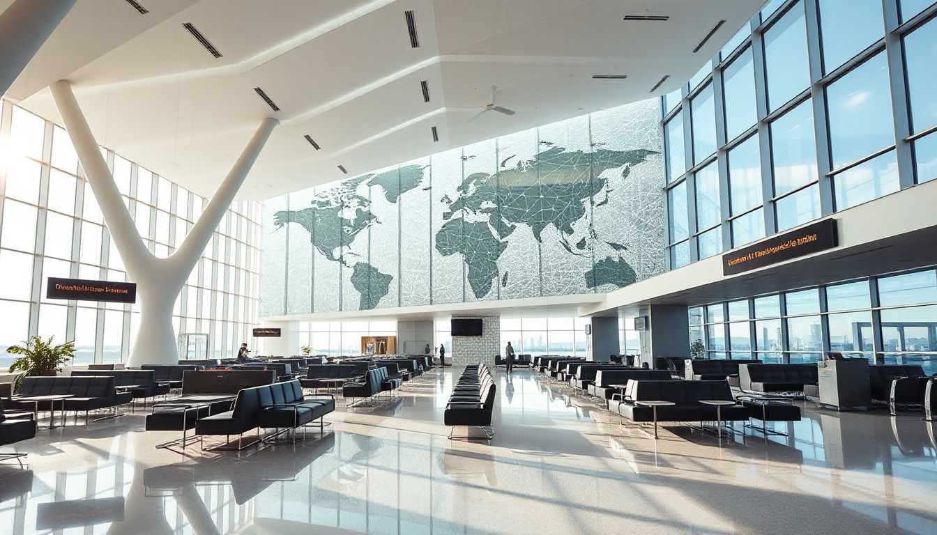 Best travel agency for business travel in kuwait 1 Business travelers in Kuwait reviewing travel plans on a tablet, showcasing modern corporate travel management.