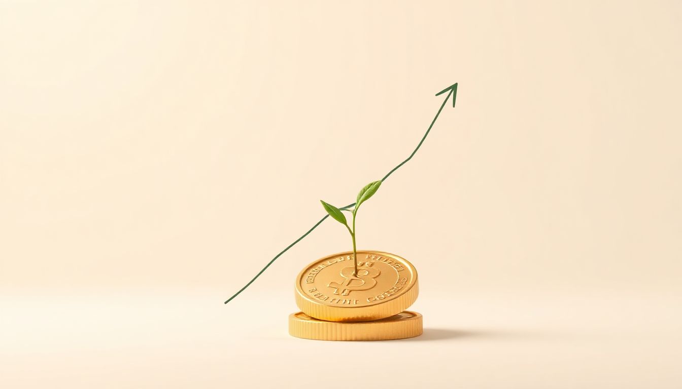 (A person's hands holding a tablet displaying financial graphs and charts, with a pen and a cup of coffee nearby, symbolizing thoughtful financial planning and growth.)