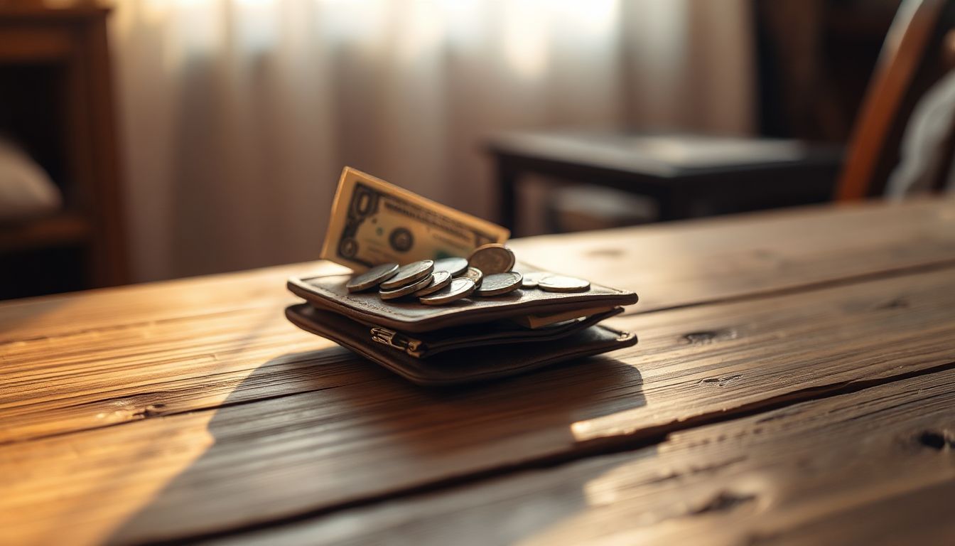 A person carefully counting coins from a small stack, symbolizing the importance of mindful saving for financial stability.