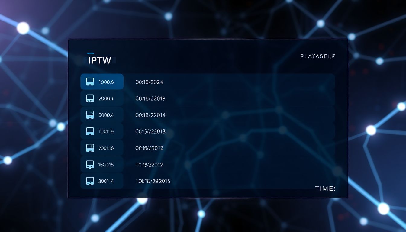 A user expertly organizing IPTV channels on a digital screen with a modern M3U editor interface, surrounded by various streaming device icons, symbolizing ultimate control over their entertainment.