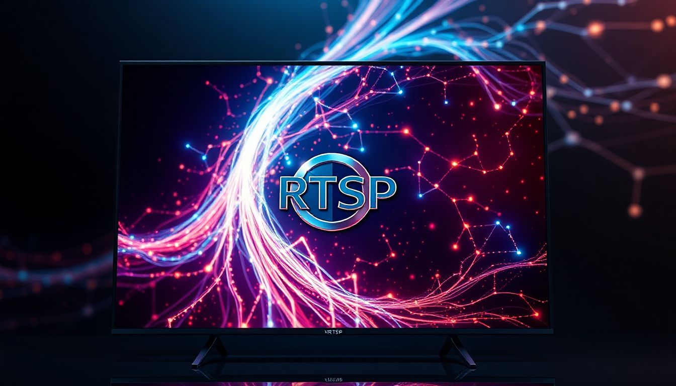 (A modern living room with a sleek TV displaying live streaming content, showcasing the seamless experience of IPTV.)
