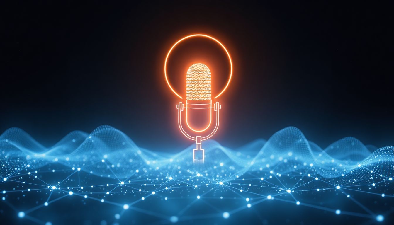 (A user speaks into a smart home device, showing the growing use of voice search in daily life)