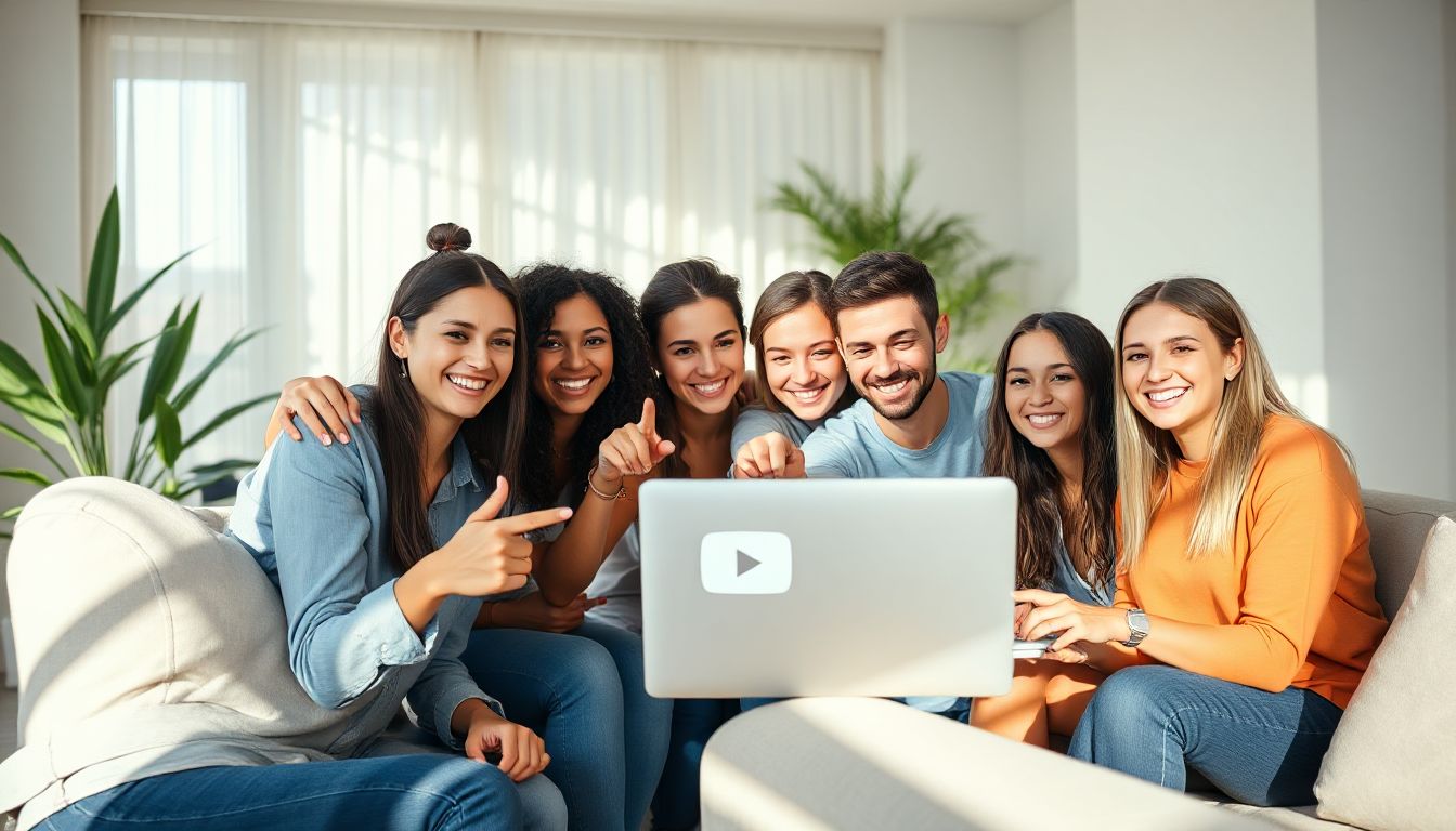 A person happily counting money while sitting in front of a computer screen displaying YouTube, symbolizing successful video monetization.
