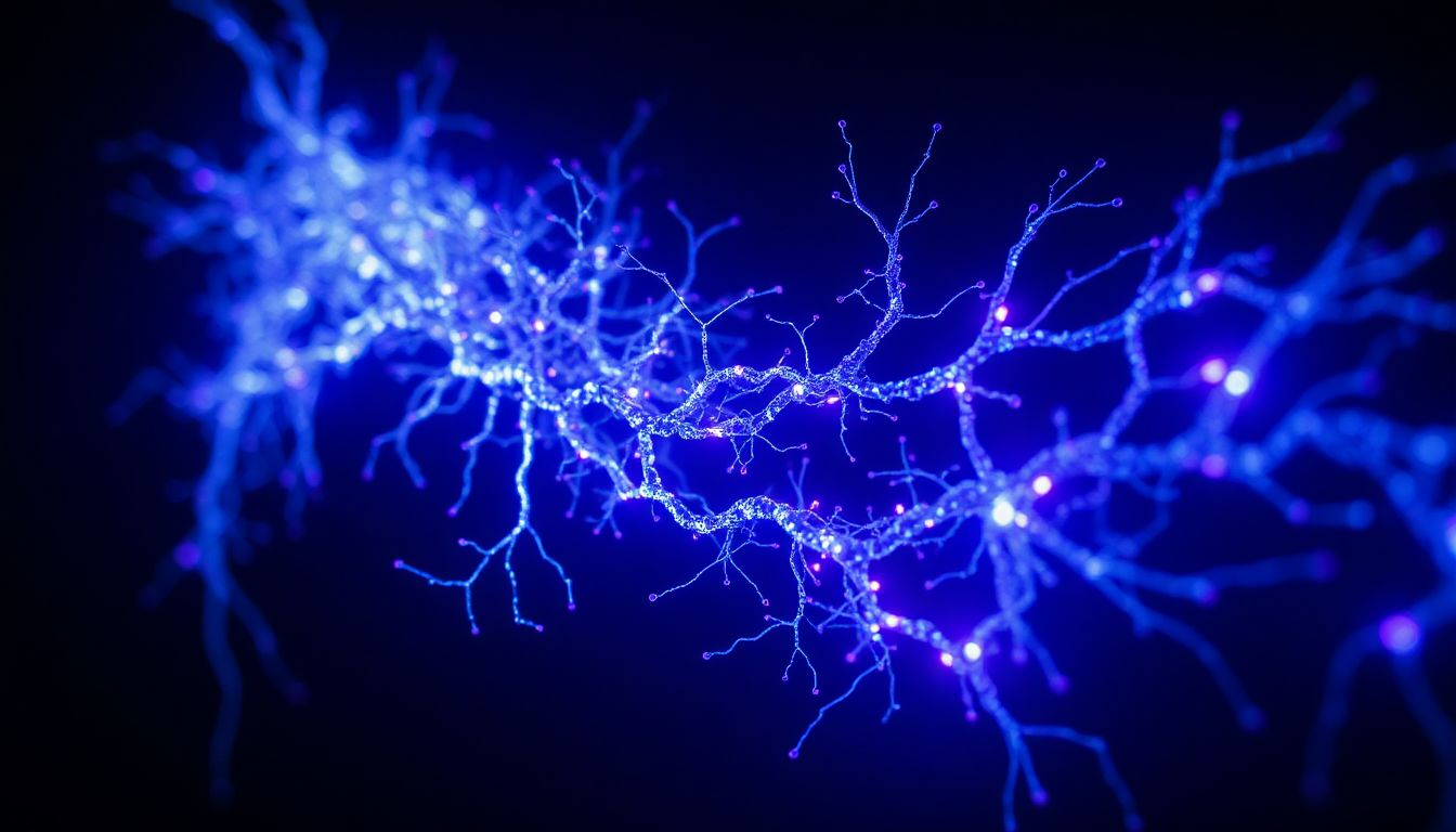 A futuristic cityscape at night, lit by neon and holographic displays, with self-driving cars moving smoothly and robotic figures performing tasks, showcasing advanced AI integration.