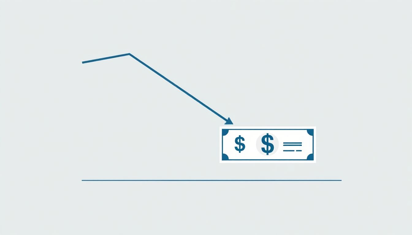 A worried employee looking at a document, likely a notice about salary changes, with a blurred office background.