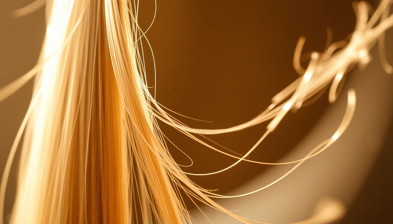 A close-up view of a woman's hair ends, with visible split ends, highlighting the need for prevention.