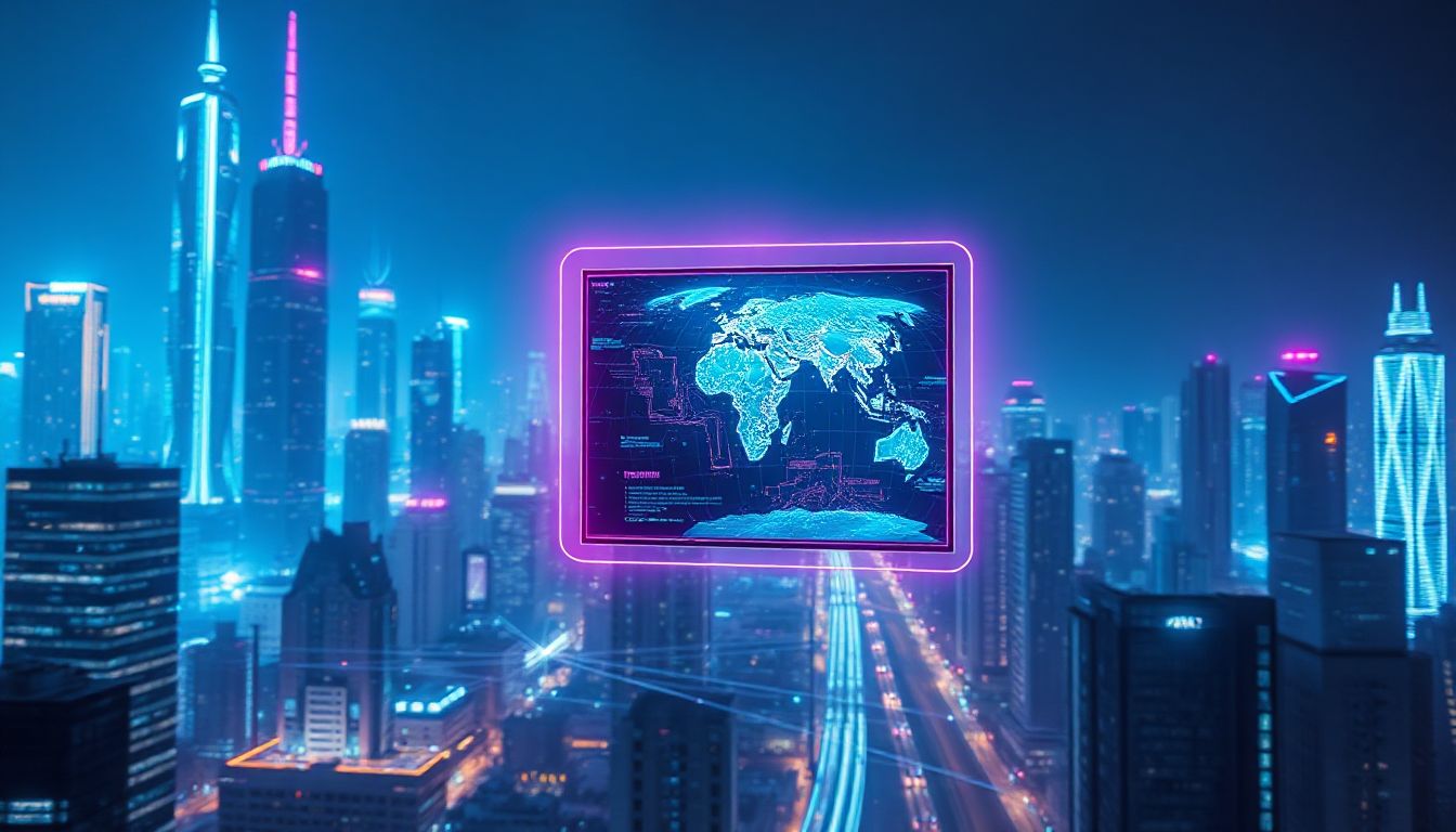 People watching a futuristic streaming interface, showcasing various content options and device compatibility, with a 2026 overlay.