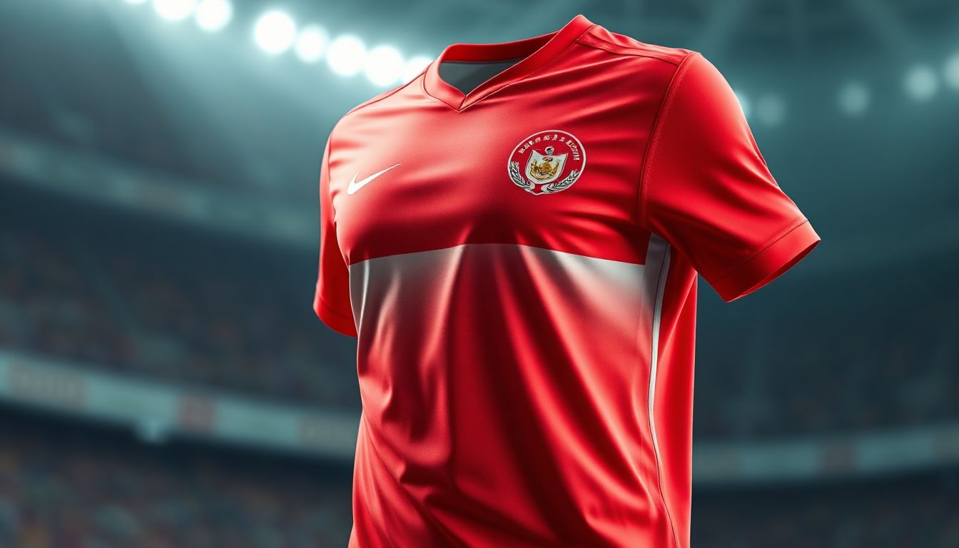 Tim sepak bola merayakan kemenangan mereka dalam jersey yang dicetak khusus