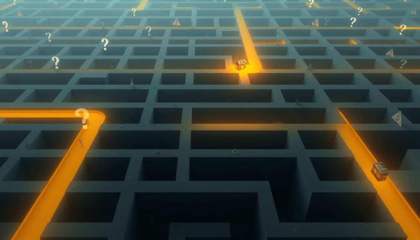 (A stylized image showing multiple red flags and alerts on a digital screen, with a magnifying glass hovering over them, symbolizing the challenge of identifying real threats amidst a flood of false positives in financial compliance.)