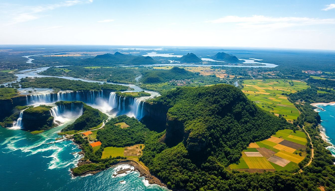 (As majestosas Cataratas do Iguaçu, uma das sete maravilhas naturais do mundo, aguardando sua visita no Paraná.)