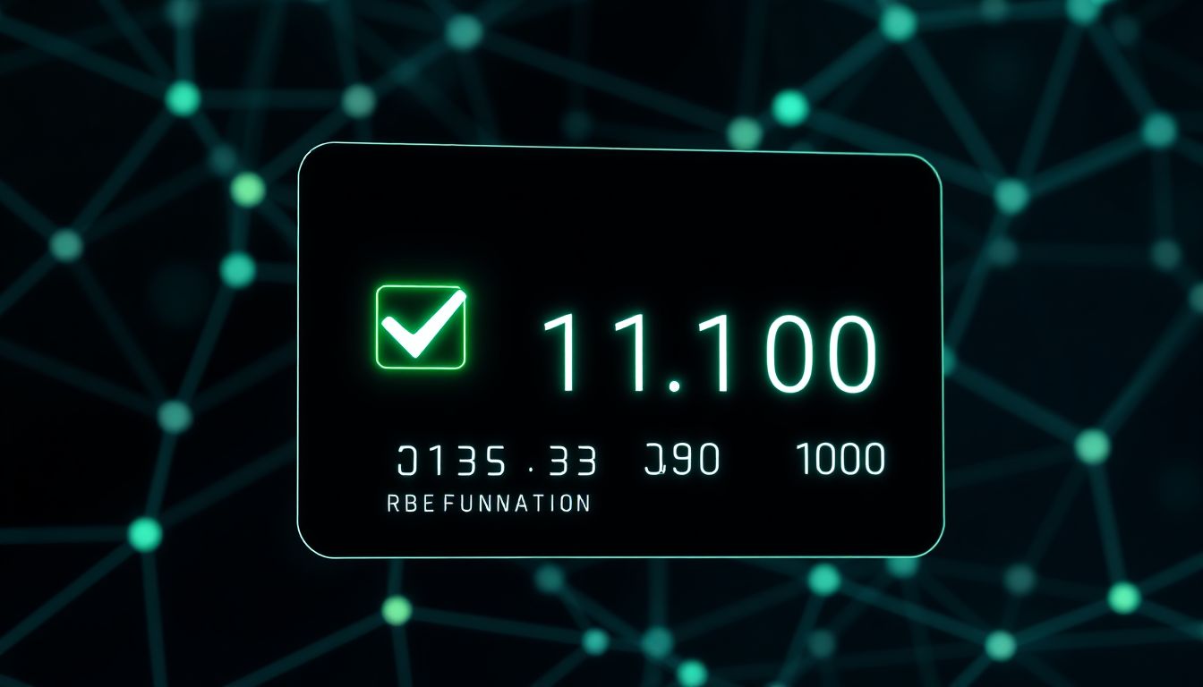 (A magnifying glass over a credit card with digital data points, symbolizing the verification of card details and BIN codes.)