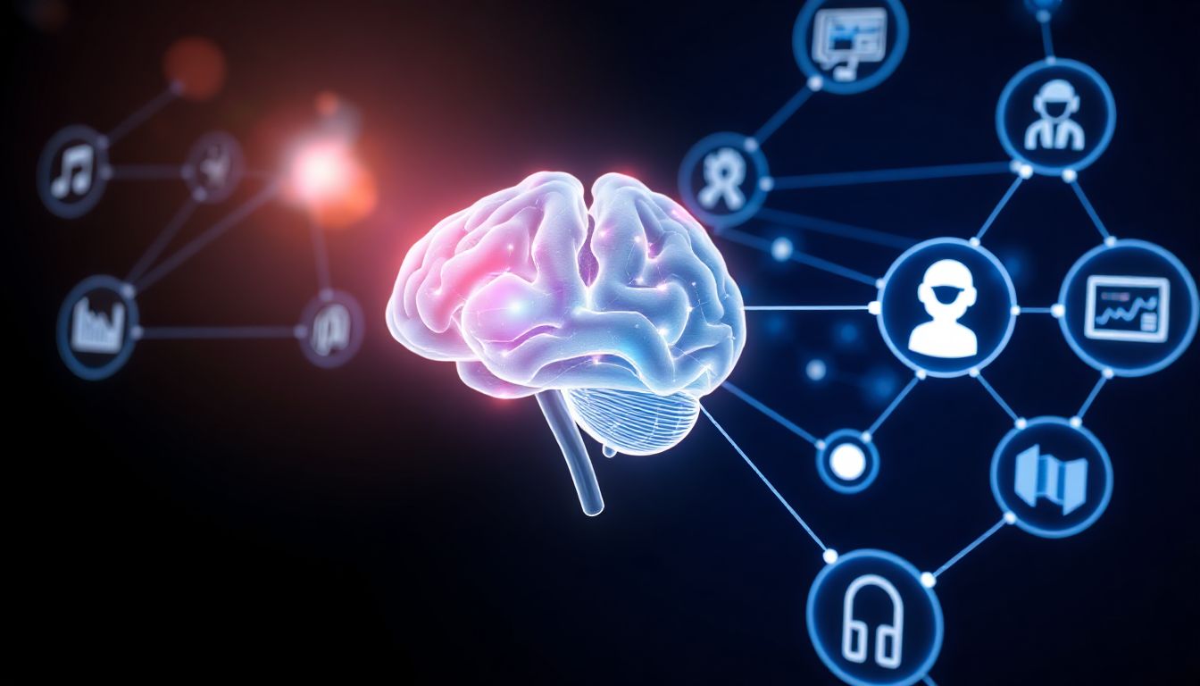 'A customer support team uses advanced computer monitors and headsets, surrounded by glowing data visualizations, showcasing how technology makes their work smarter and faster.'