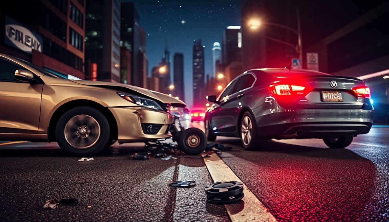 Un choque leve de autos en una calle concurrida, sin heridos visibles, pero con daños en los vehículos