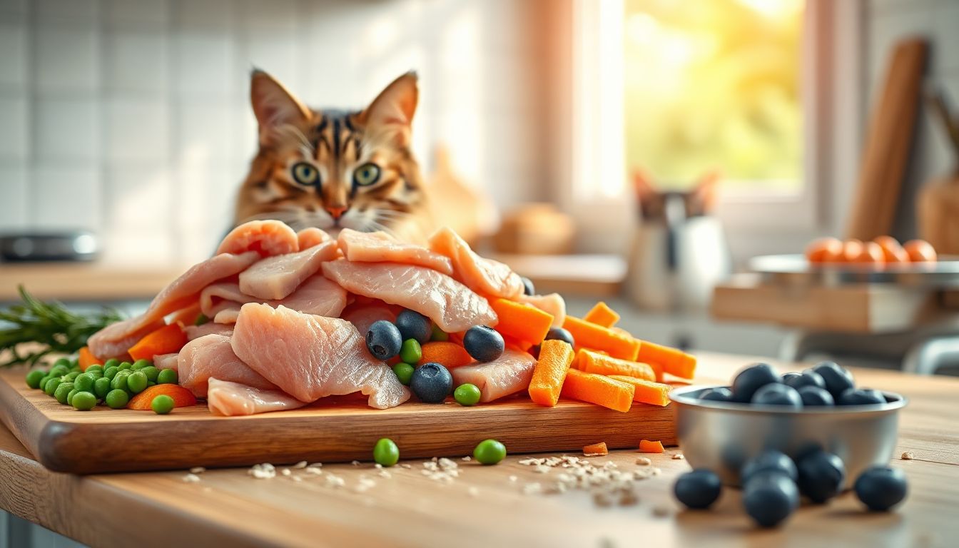A delighted cat savoring a fresh bowl of homemade food