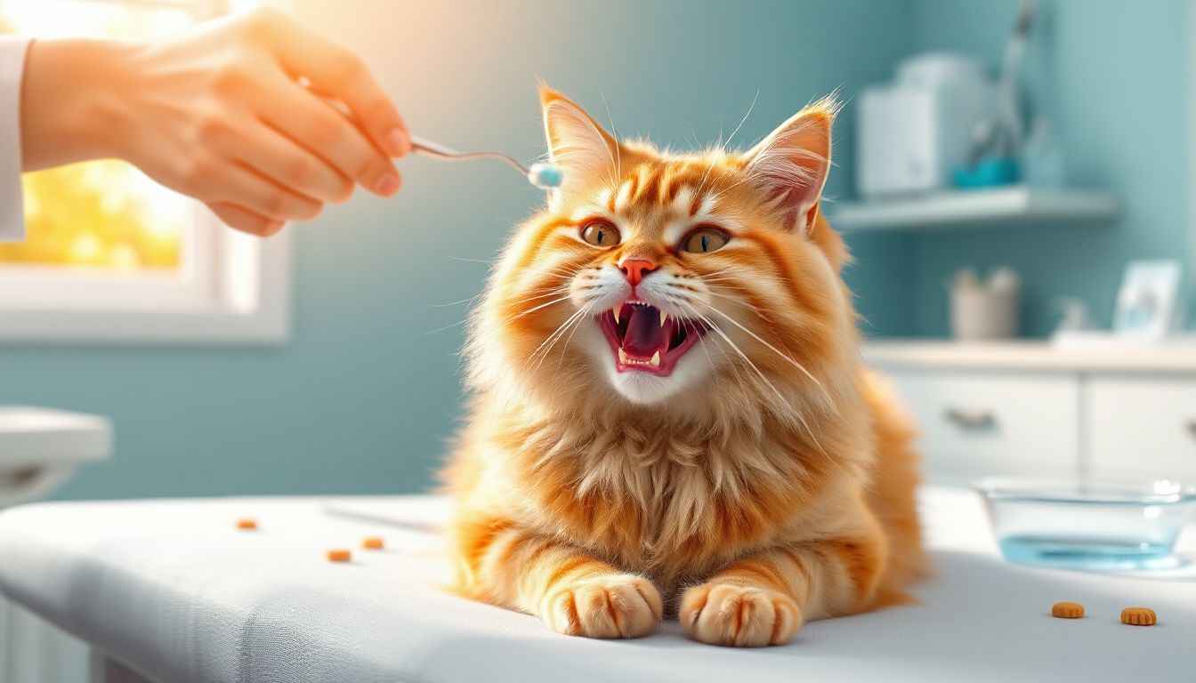 A close-up of a playful cat flashing a bright, healthy smile to highlight the joys of good dental care.